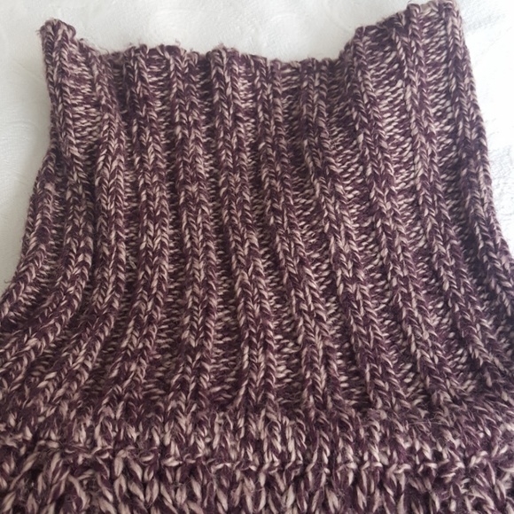 Buffalo by David Bitton Cozy Knit Poncho sweater Purple Thick Turtle Neck fringe - Picture 6 of 7